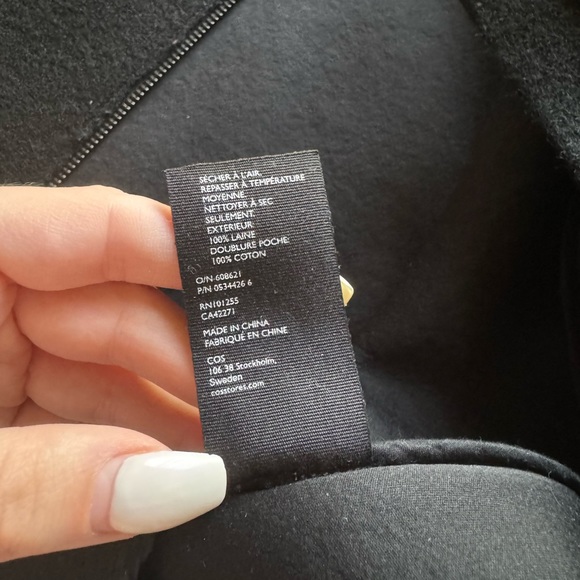 COS Wool Cocoon Jacket Black Full Zip Oversize Minimalist Coat with pockets - Picture 7 of 9